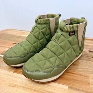 Teva Ember Commute Waterproof Booties Olive Green Quilted Boots 1106209 Womens 8